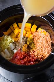 Slow Cooker Butternut Squash Lentil Curry Recipe Vegan Slow Cooker Recipes Vegetarian Recipes