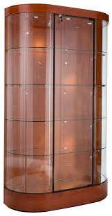 45 Display Case W Curved Front Locking Hinged Door Led Track Lights Cherry Glass Cabinets Display Display Case Led Track Lighting