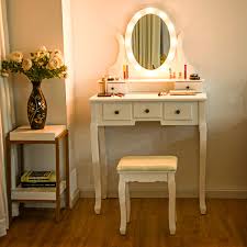 What is a makeup vanity table and what makes it so different from a simple desk, you might wonder, hearing this term for the hundredth time? Giantex Vanity Table Set With 12 Lights Mirror Bedroom Makeup Dressing Table With 360 Rotating Oval Mirror 5 Drawers And Shelf Modern Makeup Table With Cushioned Stool For Girls Women White Buy