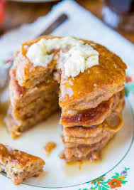Cinnamon Apple Pancakes With Vanilla Maple Syrup Averie Cooks Recipe Apple Pie Pancakes Breakfast Apple Recipes