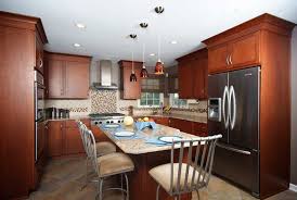 This kitchen is awesomely outfitted with matte and glossy cabinets in pitch black shade. Transitional Open Cherry Kitchen Bethlehem Pa Morris Black
