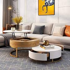 4.4 out of 5 stars with 16 ratings. Homary Round Coffee Table White With Storage Lift Top Wood Coffee Table Lifts Up With Rotatable Drawers White Natural Pricepulse
