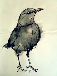 Black Bird With Black Beak Pin By Rebecca Gardiner On Birds Watercolor Bird Birds Painting Bird Drawings