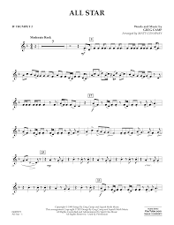 Share, download and print free sheet music for trumpet with the world's largest community of sheet music creators, composers, performers, music teachers, students, beginners, artists and other musicians with over 1,000,000 sheet digital music to play, practice, learn and enjoy. Smash Mouth All Star Arr Matt Conaway Bb Trumpet 2 Sheet Music Download Printable Pdf Pop Music Score For Concert Band 420903