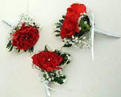 Red Carnations And Gypsophila Buttonholes Carnation Wedding Button Holes Wedding Wedding Bridal Bouquets