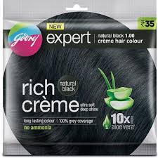 Natural Black Cream Godrej Rich Creme Hair Color, Pouch, Packaging Size: 20g