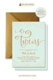 Twins Shower Invitation Baby Shower Invite Mint Gold Glitter Confetti Gender Baby Shower Invitations Twins Baby Shower Invitations Baby Shower