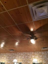 Drop Ceiling Runners Using Ripped Paneling Very Cool I Think It Would Look Really Nice With Painted Dropped Ceiling Drop Ceiling Tiles Drop Ceiling Panels