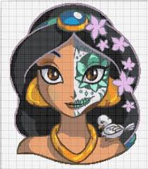 Buy 2 Get 1 Free Disney Princess Jasmine Sugar Skull 745 Etsy In 2020 Cross Stitch Cross Stitch Patterns Disney Cross Stitch Patterns