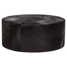 Francis Modern Black Leather Upholstered Round Block Cocktail Ottoman Leather Ottoman Black Leather Ottoman Leather Ottoman Coffee Table