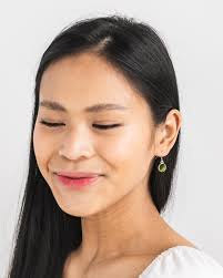 Recycled Reclaimed Early 1900s Olive Green Wine Bottle Glass Color Dot  Earrings