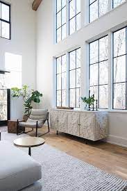 I love the airy feeling of the floor plan which opens right into. 2 Story Living Room With Stacked Windows Transitional Living Room