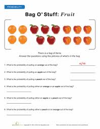 Intro To Probability Fruit Probability Fractions Worksheets Worksheets
