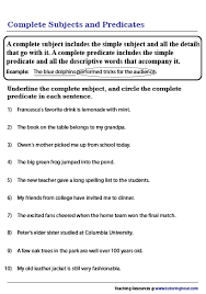 Worksheet Complete Subjects And Complete Predicates In 2020 Complete Subject Subject And Predicate Worksheets Complete Predicate