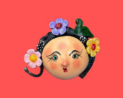 Mexican Coconut Mask: Folk Art Wall Decor