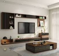 Modern Floating TV Stand Curved Wood Wall Mounted Media ...