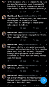They threatened my children at the drop of a hat. Nnamdi Kanu Apologizes For Threatening To Go After Police Chief S Children