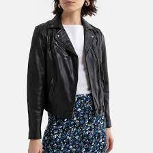Lambskin Leather Jacket Black Naf Naf La Redoute