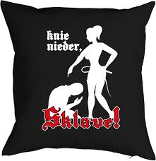 Cool Porn Cushion with Eye-catching Motif Sex Saying KNIE NIEDER SLAVE...  Goodman Design : Amazon.de: Home & Kitchen