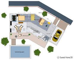 Sweet home 3d is an interior design tool that lets you draw the floor plan of your house, arrange furniture on it, and visualize the result in 3d. Angled House With Pool From Sweet Home 3d Gallery Pool Houses Good Company Sweet Home