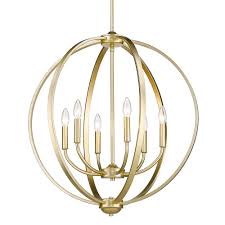 Golden Lighting Colson 6 Light Olympic Gold Globe Chandelier 3167 6 Og The Home Depot
