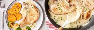 Dip pork chops in eggs, then soup. Pork Chops With Creamy Onion Sauce Campbell Soup Company