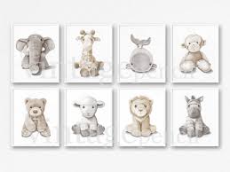 Kids Art Set Baby Animal Prints Neutral Childrens Art Zoo Etsy Baby Animal Prints Baby Artwork Art Sets For Kids