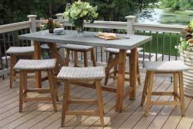 Deluxe bar table adds chic appeal to your outdoor bar setting. Composite Counter Height Dining Table With Teak Base