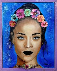 Riri Flower Girl Mixed Media Painting by Candice Singh