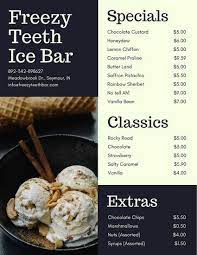 Ice Cream In Bowl Dessert Menu Ice Cream Menu Desserts Menu Food Menu Template