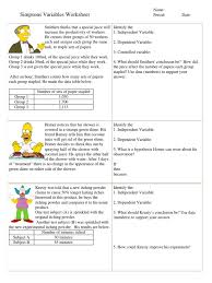 Some of the worksheets displayed are identifyingvariableswork directions, identifying variables work, scientific method name controls and variables part 1, designing experiments identifying variables. Worksheet Variables Simpsons Bart Simpson Experiment