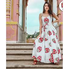 Sizzle in a net evening gown, look superbly adorable in a georgette anarkali style ethnic gown or make a bold statement with a. Sg Readystock Soft Maslin Floral Design Sleeveless Anarkali Gown Kurti Maxi Dress Officewear Casualwear Partywear Shopee Singapore