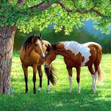 meeting under the tree cross stitch pattern look x instant download horses horse painting horse pictures