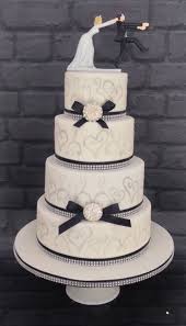 Black And Silver Wedding Cake Ideas Black White And Silver Stenciled Wedding Cake Silver Wedding Cake Black Wedding Cakes Black And White Wedding Cake