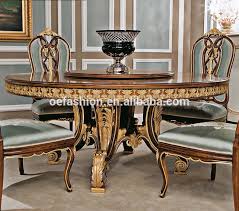 Oe Fashion Custom European Style Antique Solid Wood Round Dining Table With Turntable And Dining Chair Round Table And Chairs Dining Table Luxury Dining Tables