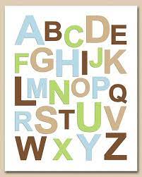 Blue And Brown Alphabet Nursery Wall Art Kids Art By Sednaprints Alphabet Wall Art Nursery Kids Art Prints Alphabet Wall Nursery