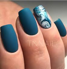 The underlying shade is the pastel cobalt blue or lime blue shade. Matte Blue Nails Short Matte