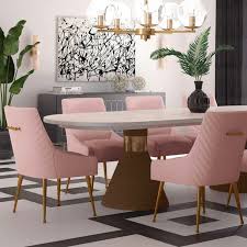 Brayden Studio Dusek Pleated Upholstered Dining Chair Wayfair In 2020 Gold Dining Chairs Gold Dining Room Furniture