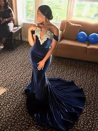 Exquisite Mermaid Sleeveless Off The Shoulder Sweep Brush Train Velvet Dress Victoriagowns