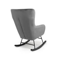 39.8'' h x 27.2'' w x 37'' d. Alpine Grey Brushed Velvet Rocking Chair Shankar