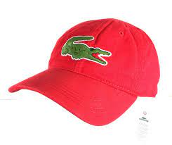 Lacoste Large Croc Logo Gaberdine Hat Cap Red Adjustable Strap Rk2642 51 One Sz Hats Lacoste Crocs