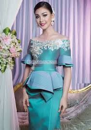 Khmer Traditional Dress Pakaian Wanita Gaun Lengan Panjang Wanita