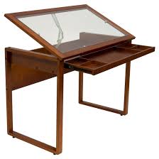 Canvas Color Wood Drawing Table With Glass Top Sonoma Brown Studio Designs Glass Top Table Drawing Table Drafting Table