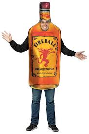 Rasta Imposta Get Real Photo Realistic Printed Licensed Fireball Cinnamon Liquor Whiskey Bottle Licensed Costume Outfit For Men And Women One Size