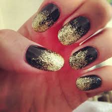 Black And Gold Glitter Nails Nails On Ombre Art Nail Black Gold Glitter Diy Fade Black Gold Nails Gold Glitter Nails Glitter Nails