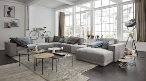 Interliving Sofa Serie 4100 Wohnlandschaft Hellgrauer
