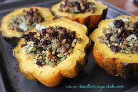 Sausage Cranberry And Pine Nut Stuffed Winter Squash