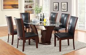 Sleek stainless steel bars curve to create the open, sophisticated oval design. Amazon Com Furniture Of America Okeho I 7 Piece Oval Glass Top Dining Set Espresso Table Chair Sets