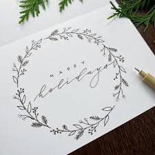 Botanical Wreath On Christmas Card Everlace Design Co Christmas Cards Drawing Christmas Card Illustration Christmas Cards Handmade