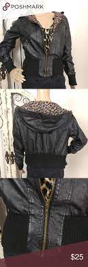 Ambiance Vegan Black Leather Moto Jacket Medium Leather Jacket With Hood Black Leather Moto Jacket Black Leather